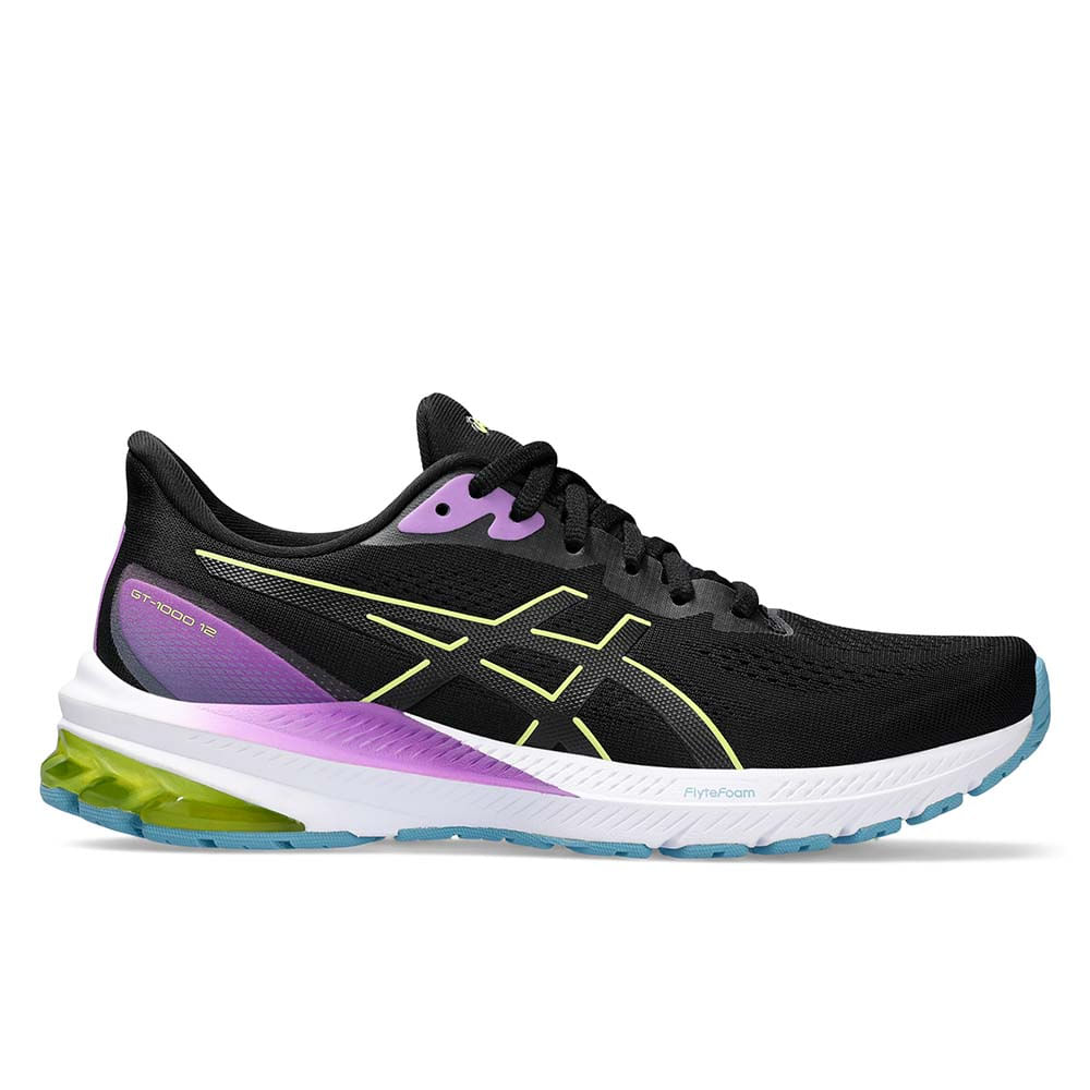 Zapatillas ASICS Gt 1000 12 Black Glow Yellow Mujer