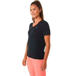 Polo ASICS Race V-Neck Ss Top Performance Black/Grey Mujer
