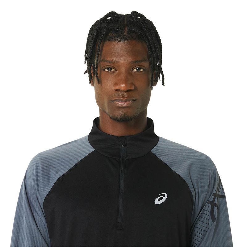 Polo-ASICS-Icon-1-2-Zip-Ls-Top-Black-Carrier-Grey-Hombre---3