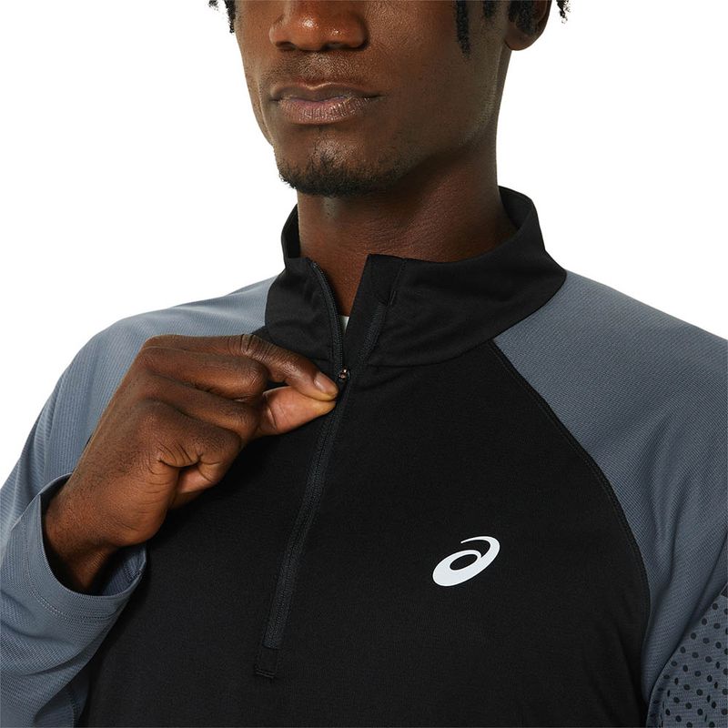 Polo-ASICS-Icon-1-2-Zip-Ls-Top-Black-Carrier-Grey-Hombre---4