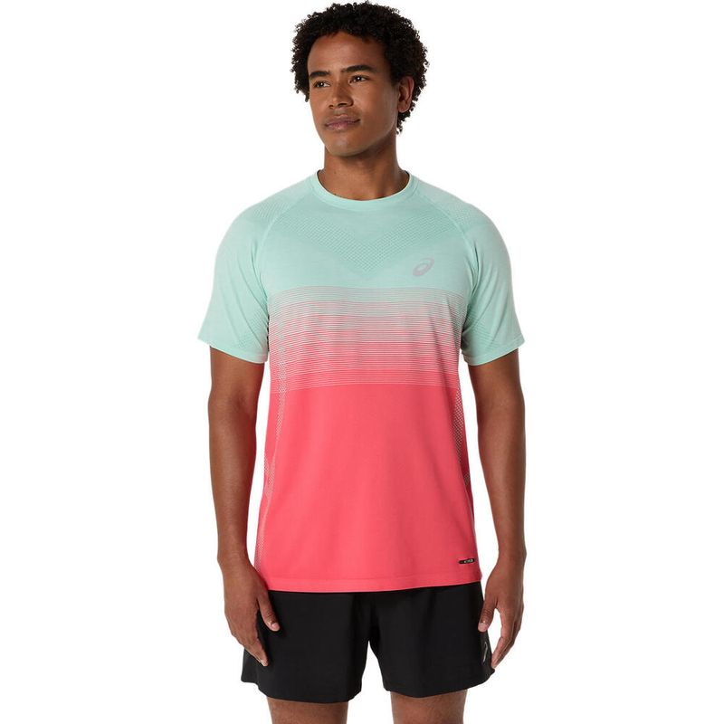 Polo ASICS Seamless Ss Top Coral Reef/Oasis Green Hombre - 0