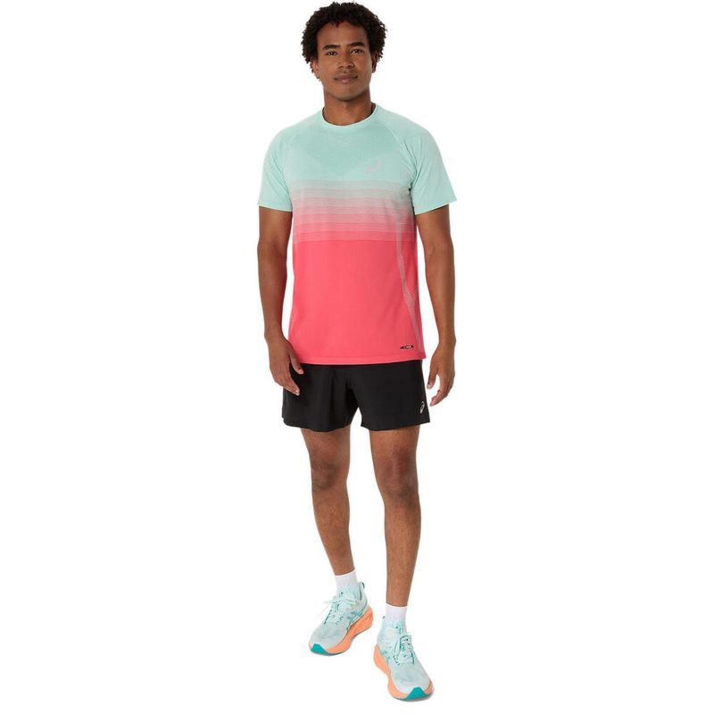 Polo ASICS Seamless Ss Top Coral Reef/Oasis Green Hombre - 3
