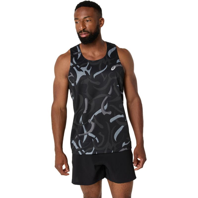 Bividi ASICS Road All Over Print Singlet Performance Black Hombre - 0