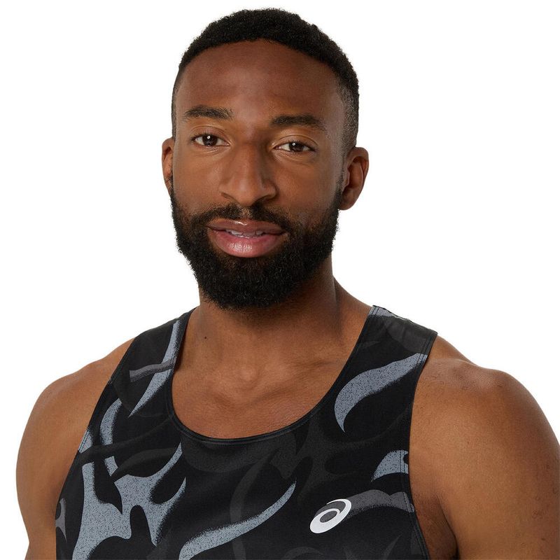 Bividi ASICS Road All Over Print Singlet Performance Black Hombre - 3