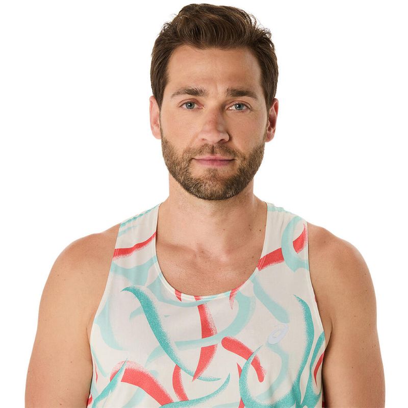 Bividi ASICS Road All Over Print Singlet Birch Hombre - 2