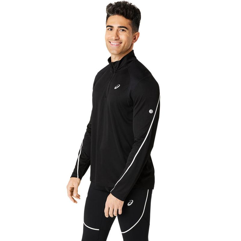 Polo ASICS Road Lite-Show 1/2 Zip Top Performance Black Hombre - 1