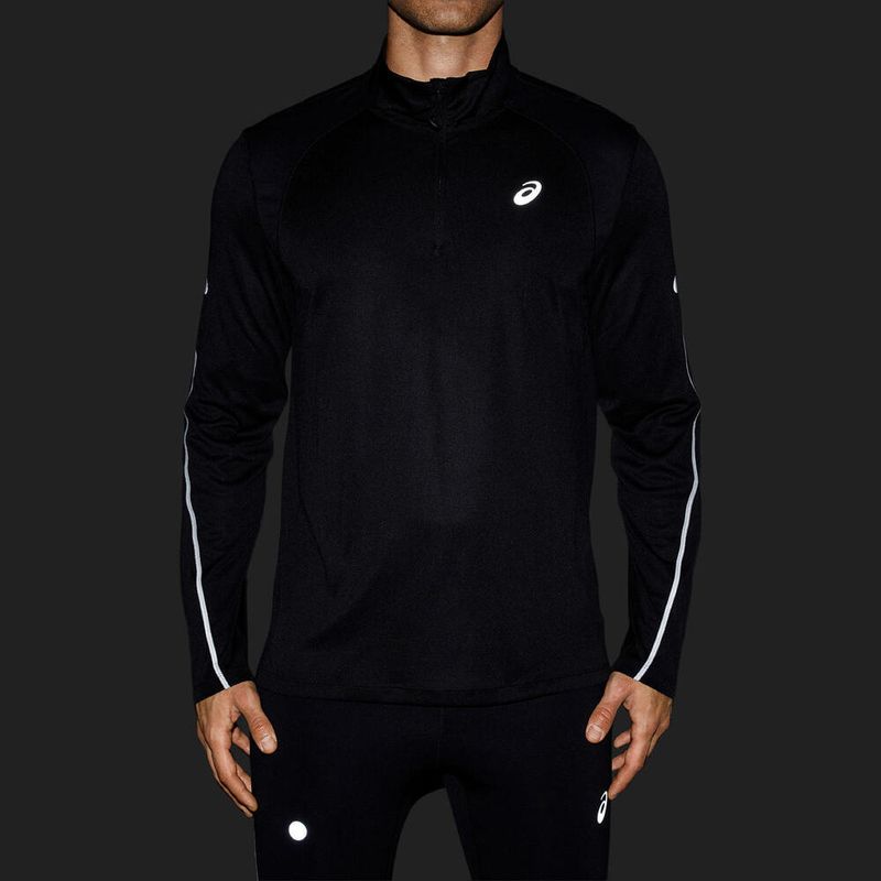 Polo ASICS Road Lite-Show 1/2 Zip Top Performance Black Hombre - 4