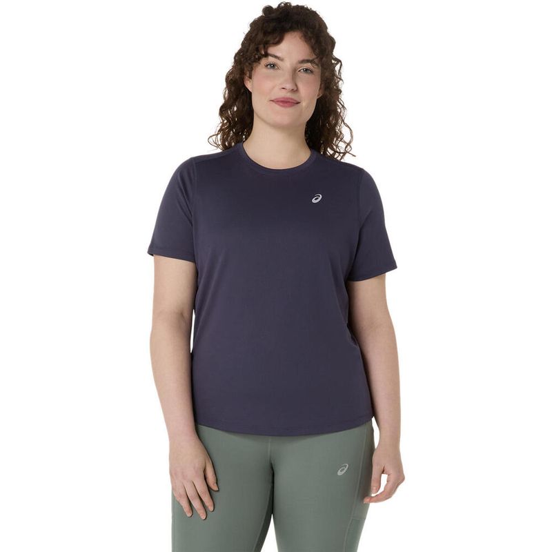 Polo-ASICS-Asics-Silver-SS-Top-Azul-Mujer---0