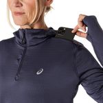 Polera ASICS Road Winter Ls Hoodie Indigo Fog Mujer - 3