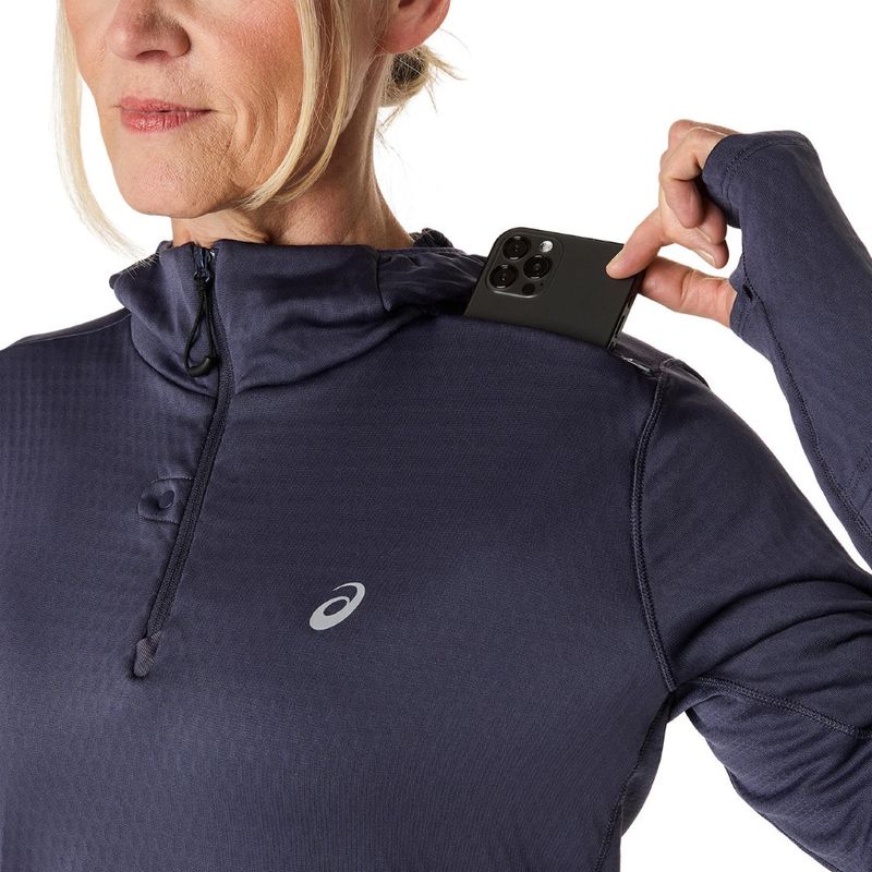 Polera ASICS Road Winter Ls Hoodie Indigo Fog Mujer - 3