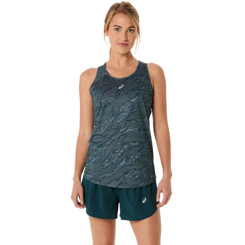 Bividi ASICS Road All Over Print Tank Saxon Green/Light Ube Mujer - 0