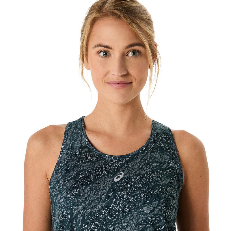 Bividi ASICS Road All Over Print Tank Saxon Green/Light Ube Mujer - 2