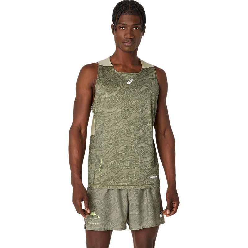 Bividi ASICS Fujitrail Singlet Mantle Green/Khaki Hombre - 0