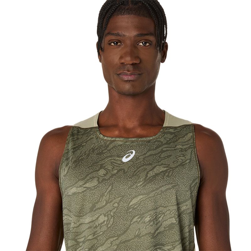 Bividi ASICS Fujitrail Singlet Mantle Green/Khaki Hombre - 3