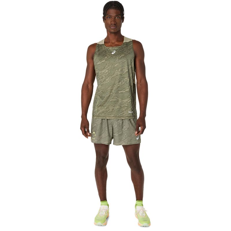 Bividi ASICS Fujitrail Singlet Mantle Green/Khaki Hombre - 5