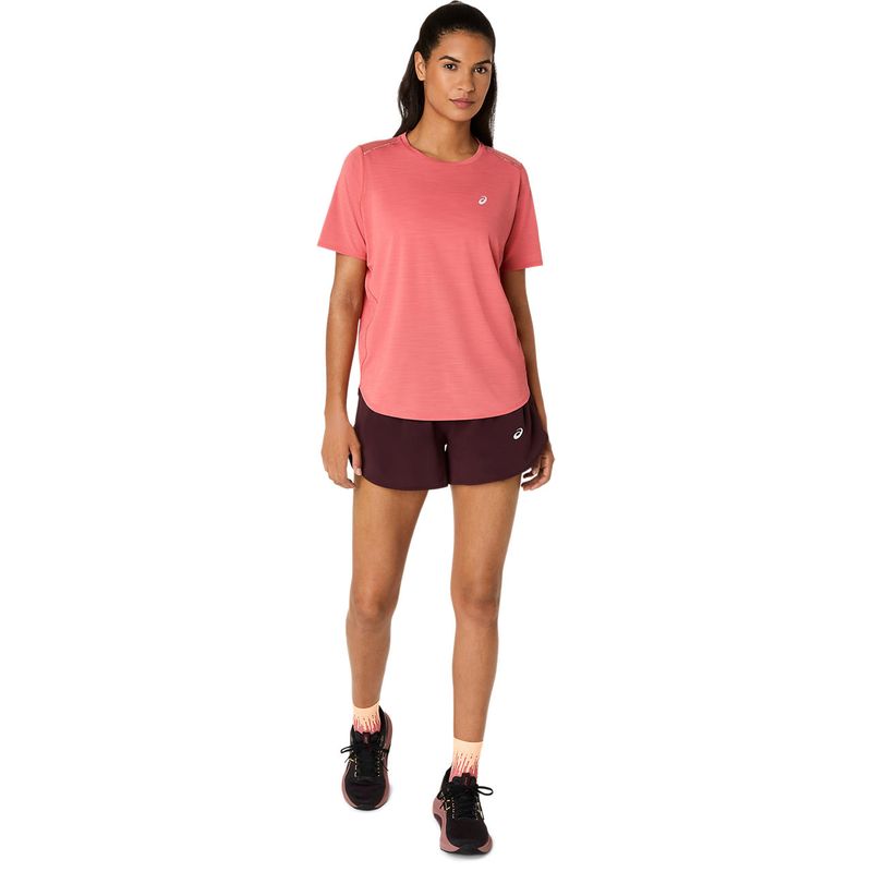 Top ASICS Road SS Top Dark Pink Clay Mujer - 5