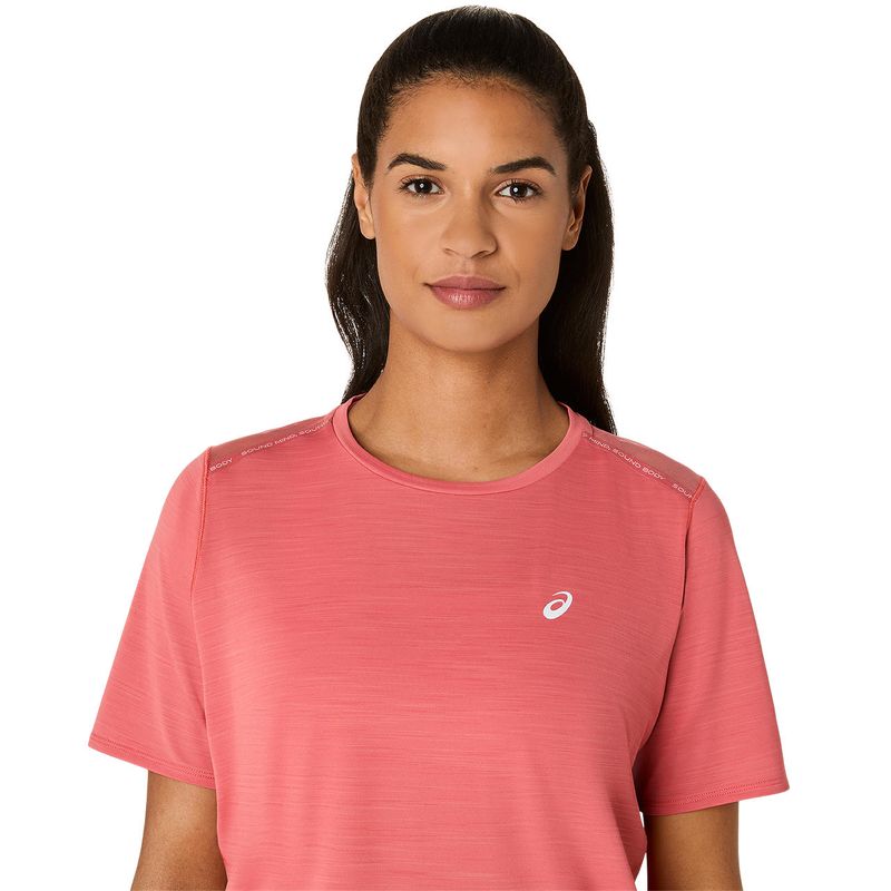 Top ASICS Road SS Top Dark Pink Clay Mujer - 4