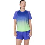 Polo ASICS Road Fade SS Top Cobalt Burst/Illuminate Green Mujer - 0