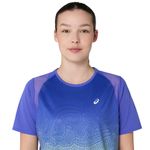 Polo ASICS Road Fade SS Top Cobalt Burst/Illuminate Green Mujer - 4