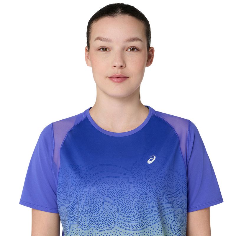 Polo ASICS Road Fade SS Top Cobalt Burst/Illuminate Green Mujer - 4
