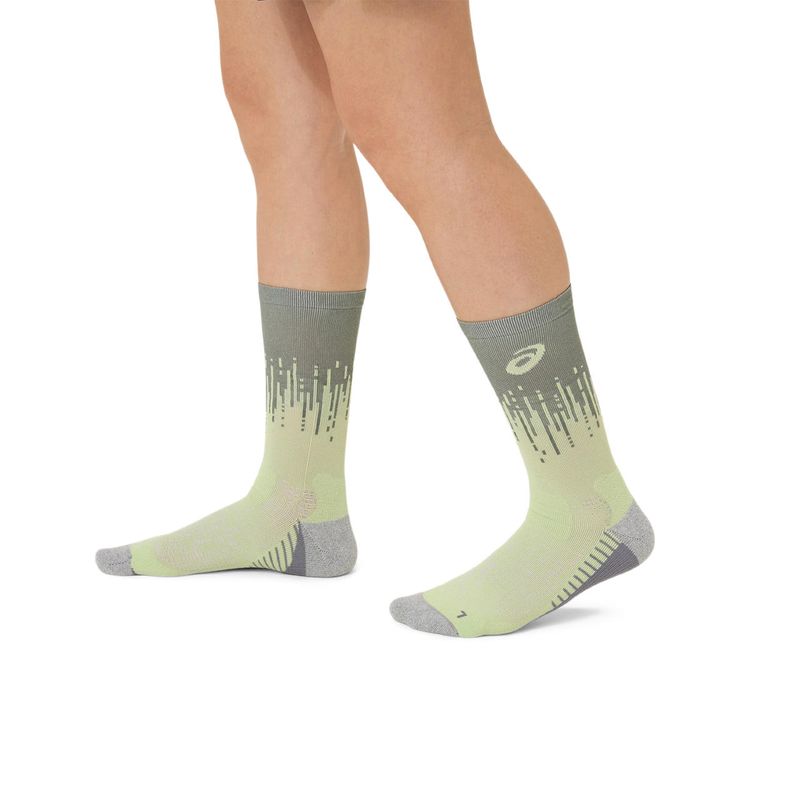 Medias ASICS Performance Run Sock Crew Monument Blue/Whisper Green Unisex - 4