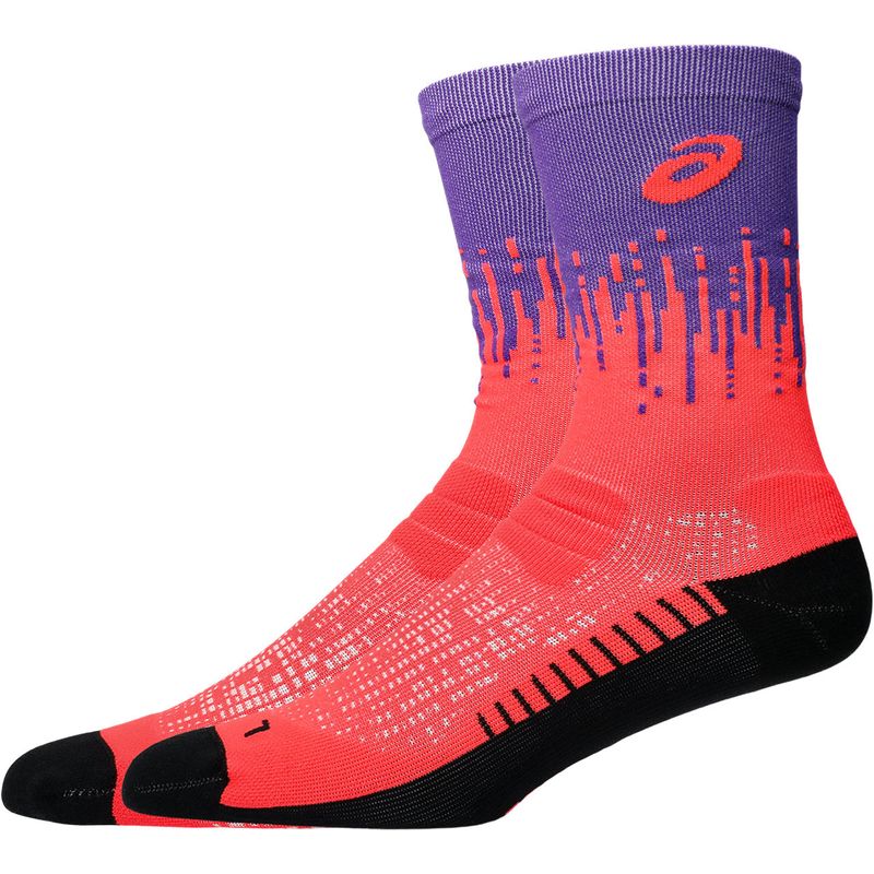 Medias ASICS Performance Run Sock Crew Brilliant White/Orange Glow Unisex - 1