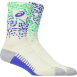 Medias ASICS Performance Run Sock Crew Ivory/Cobalt Burst/Vital Green Unisex - 0