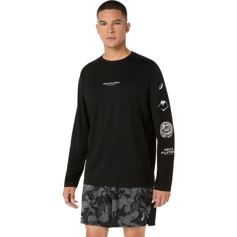 Polo ASICS Fujitrail Logo LS Top Black Hombre - 0