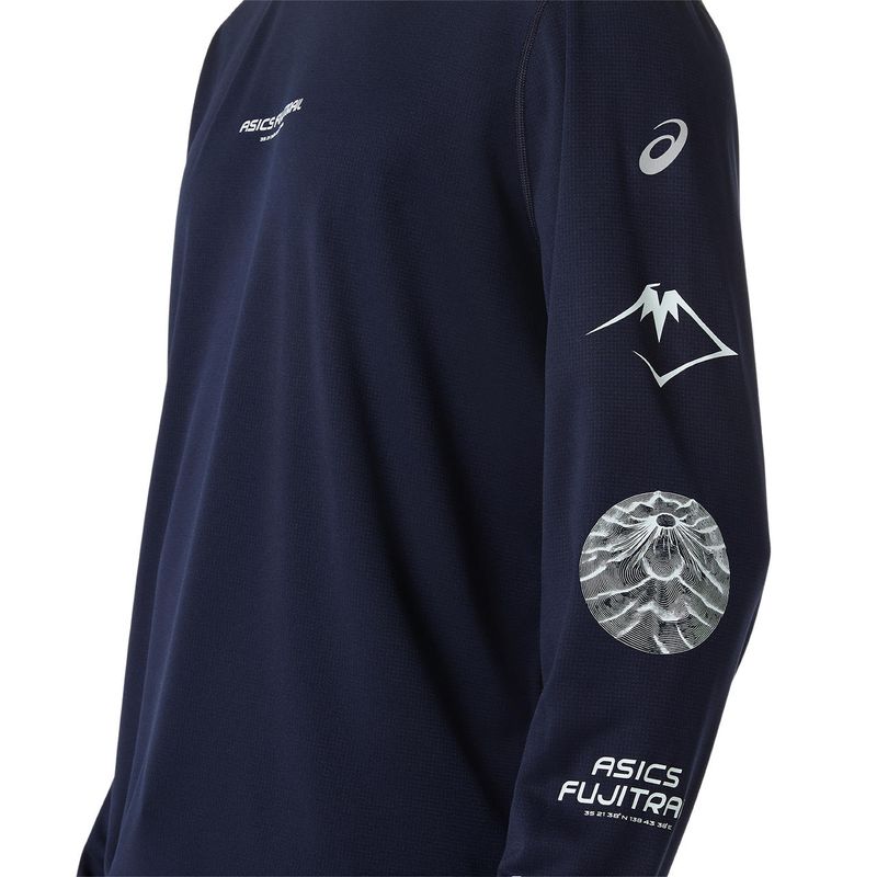 Polo ASICS Fujitrail Logo LS Top Dark Blue/Black Hombre - 4