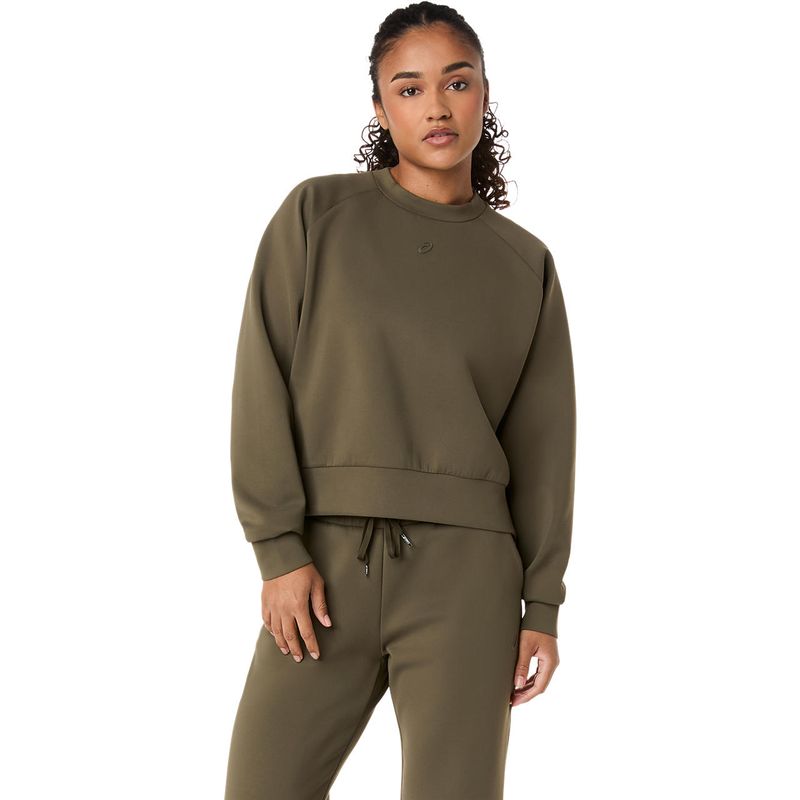 Polera ASICS Nagino Refined Texture Sweat Top Dark Olive Mujer - 0
