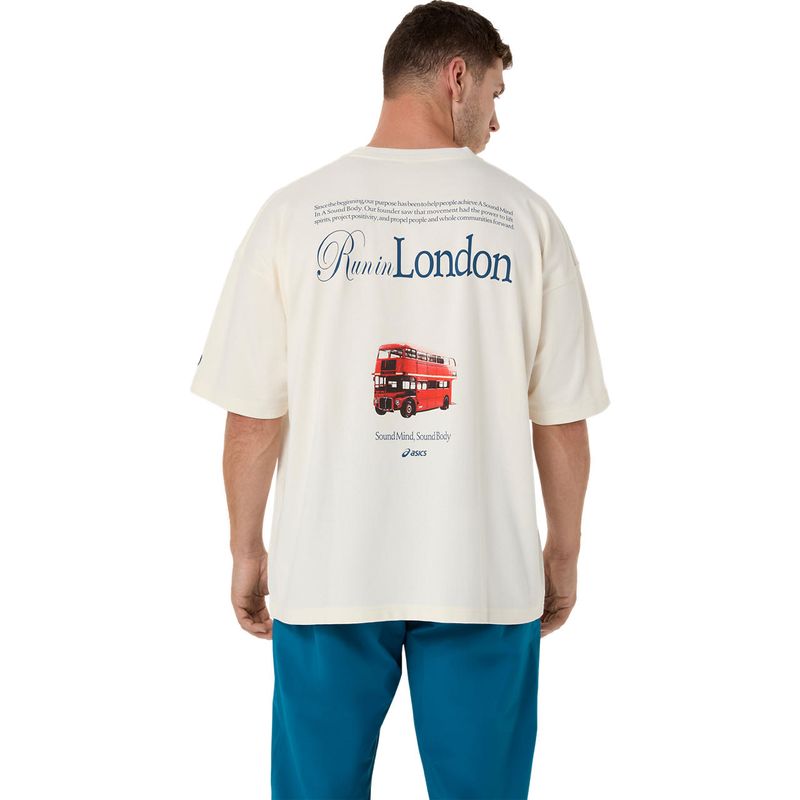 Polo ASICS Heritage Heavy Cotton Run City Tee Cream/London Unisex - 2