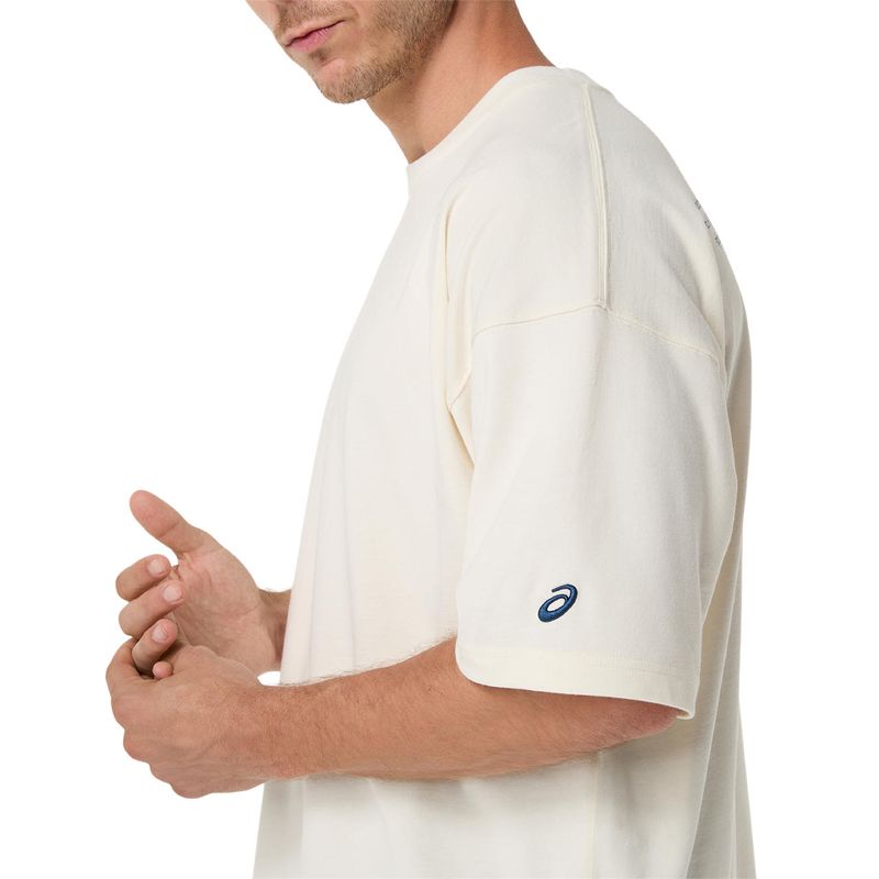 Polo ASICS Heritage Heavy Cotton Run City Tee Cream/London Unisex - 4