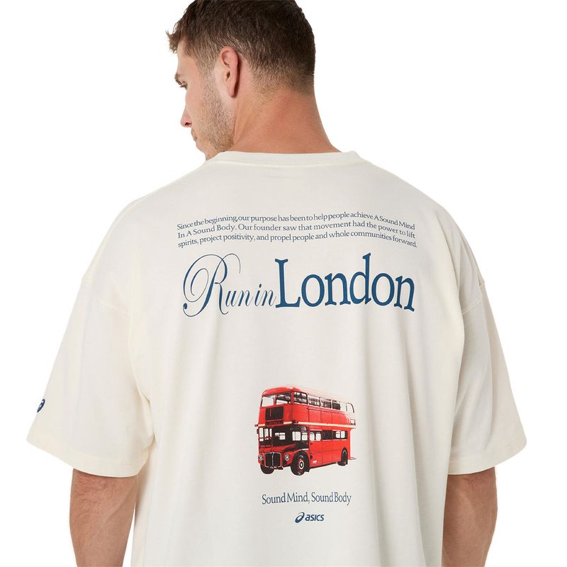 Polo ASICS Heritage Heavy Cotton Run City Tee Cream/London Unisex - 5