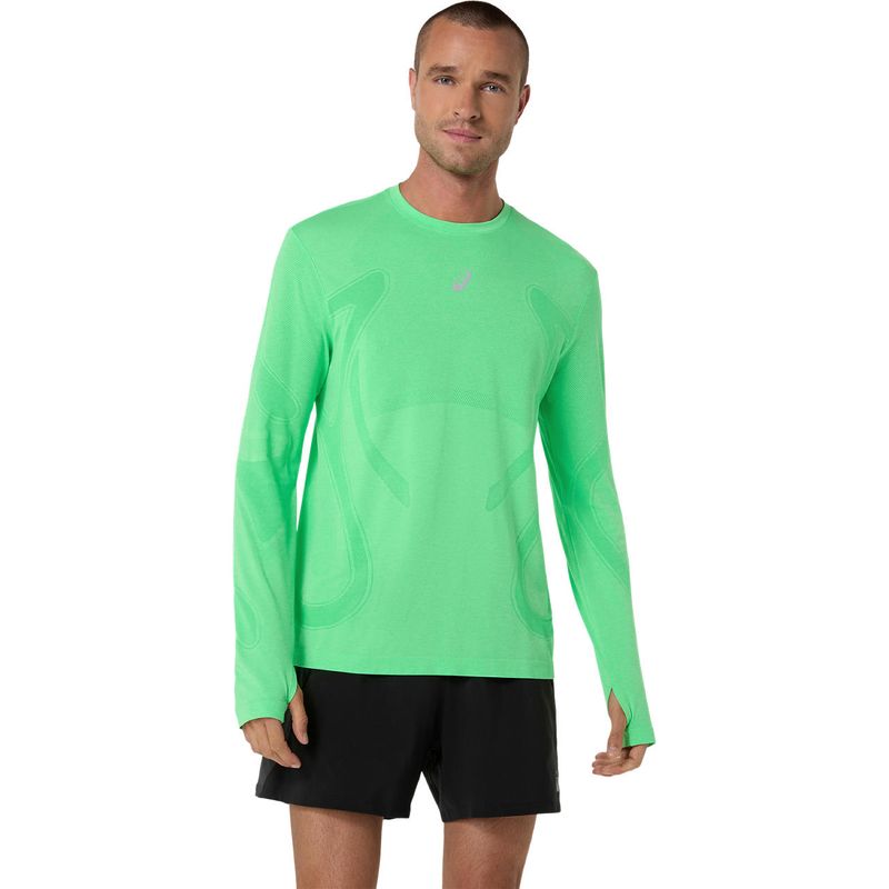 Polo ASICS Road Seamless LS Top C Vital Green/Illuminate Green Hombre - 0