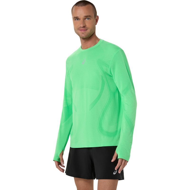 Polo ASICS Road Seamless LS Top C Vital Green/Illuminate Green Hombre - 1