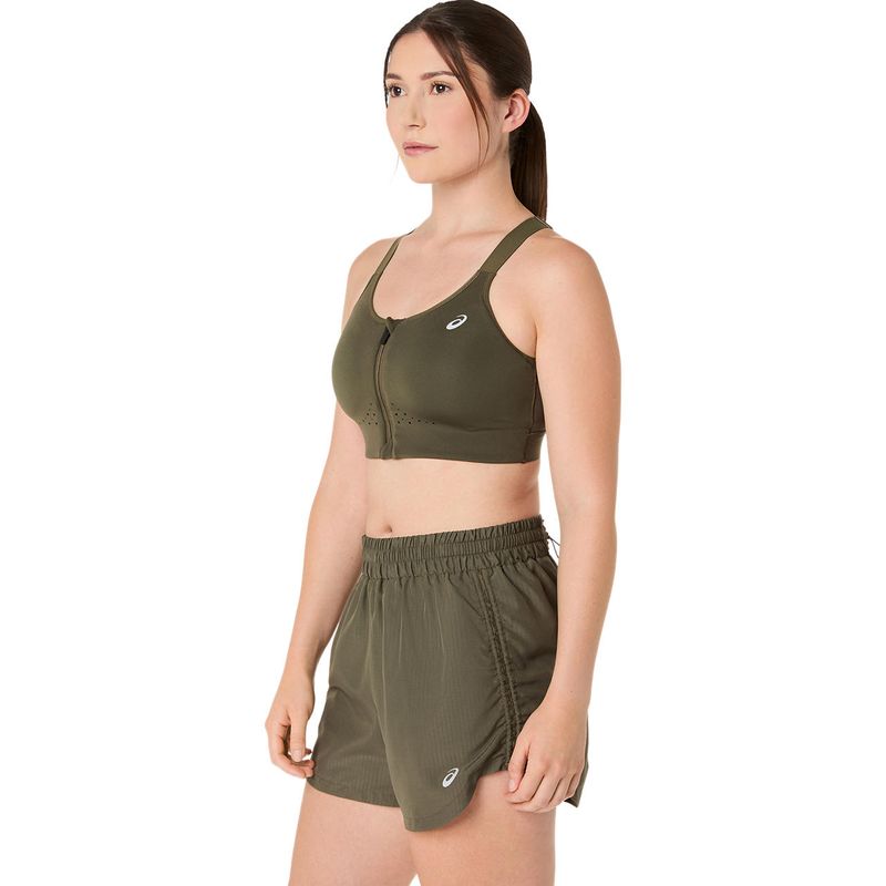 Top ASICS Road Combination Zip Bra Dark Olive Mujer - 1