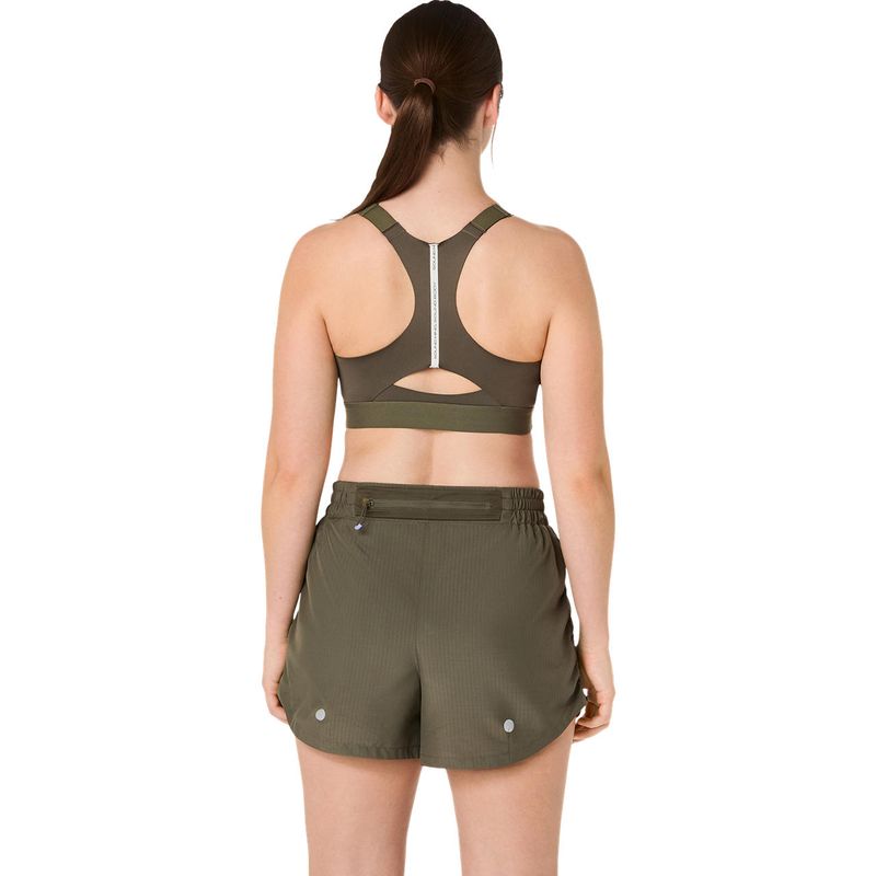 Top ASICS Road Combination Zip Bra Dark Olive Mujer - 2