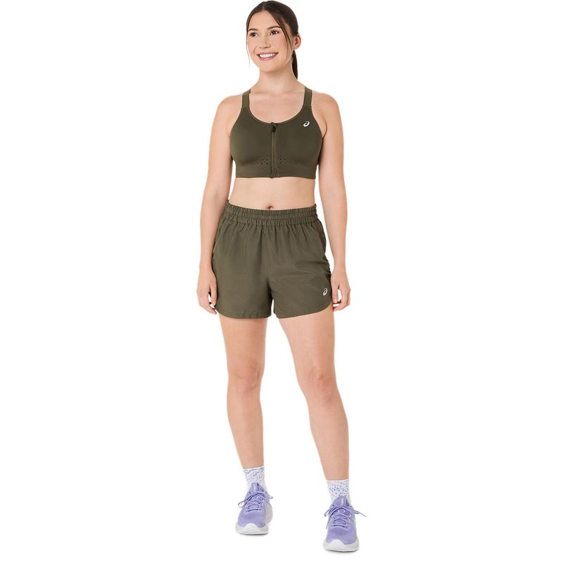 Top ASICS Road Combination Zip Bra Dark Olive Mujer - 5