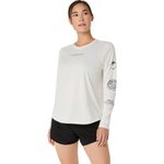 Polo ASICS Fujitrail Logo LS Top White/Beige Mujer - 0