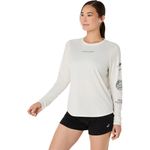 Polo ASICS Fujitrail Logo LS Top White/Beige Mujer - 1