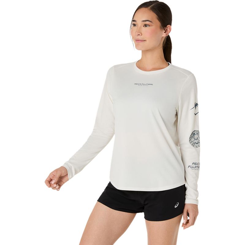 Polo ASICS Fujitrail Logo LS Top White/Beige Mujer - 1