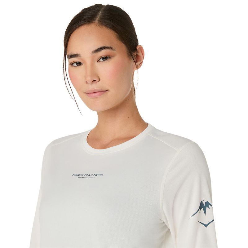 Polo ASICS Fujitrail Logo LS Top White/Beige Mujer - 3