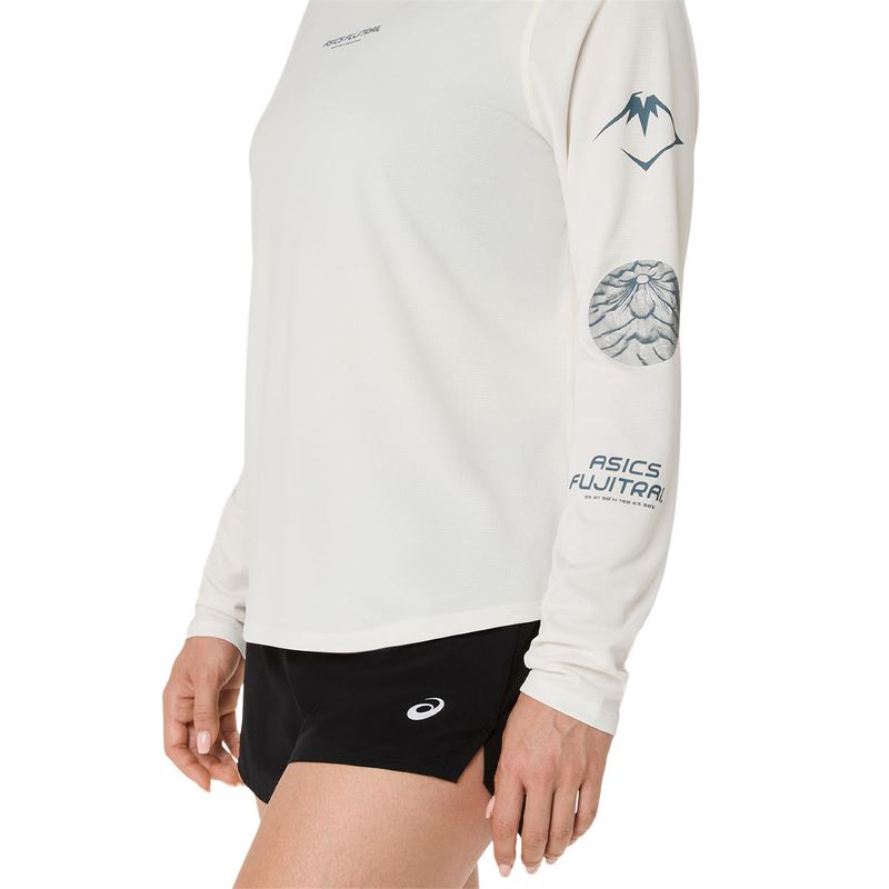 Polo ASICS Fujitrail Logo LS Top White/Beige Mujer - 5