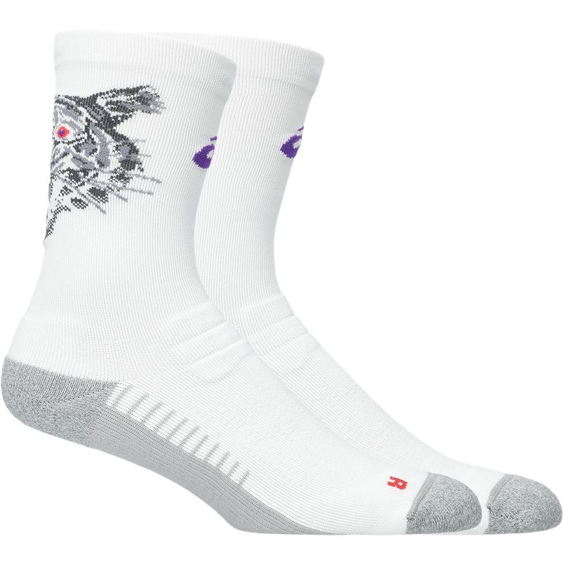 Medias ASICS Performance Run Sock Crew Brilliant White/Flash Red/Edo Purple Unisex - 0