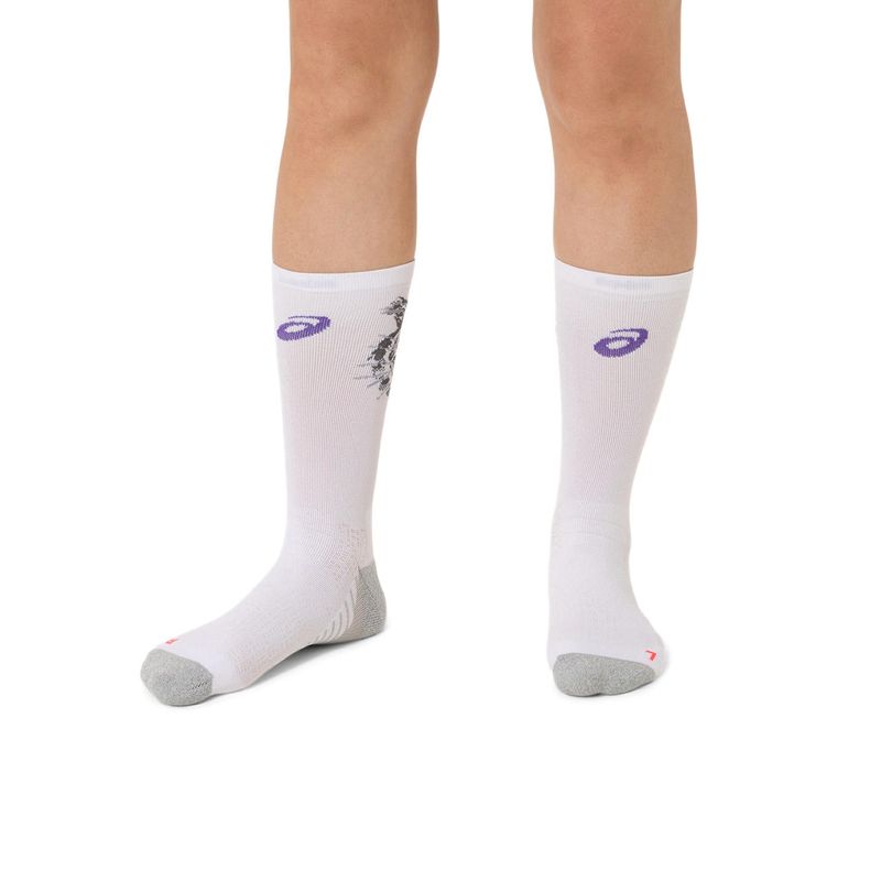 Medias ASICS Performance Run Sock Crew Brilliant White/Flash Red/Edo Purple Unisex - 5