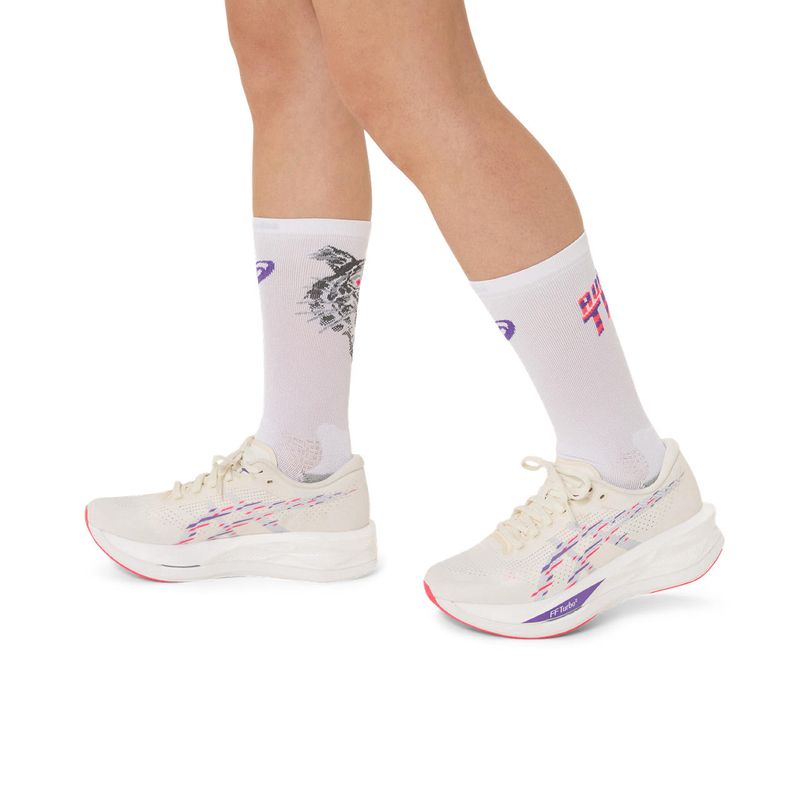 Medias ASICS Performance Run Sock Crew Brilliant White/Flash Red/Edo Purple Unisex - 8