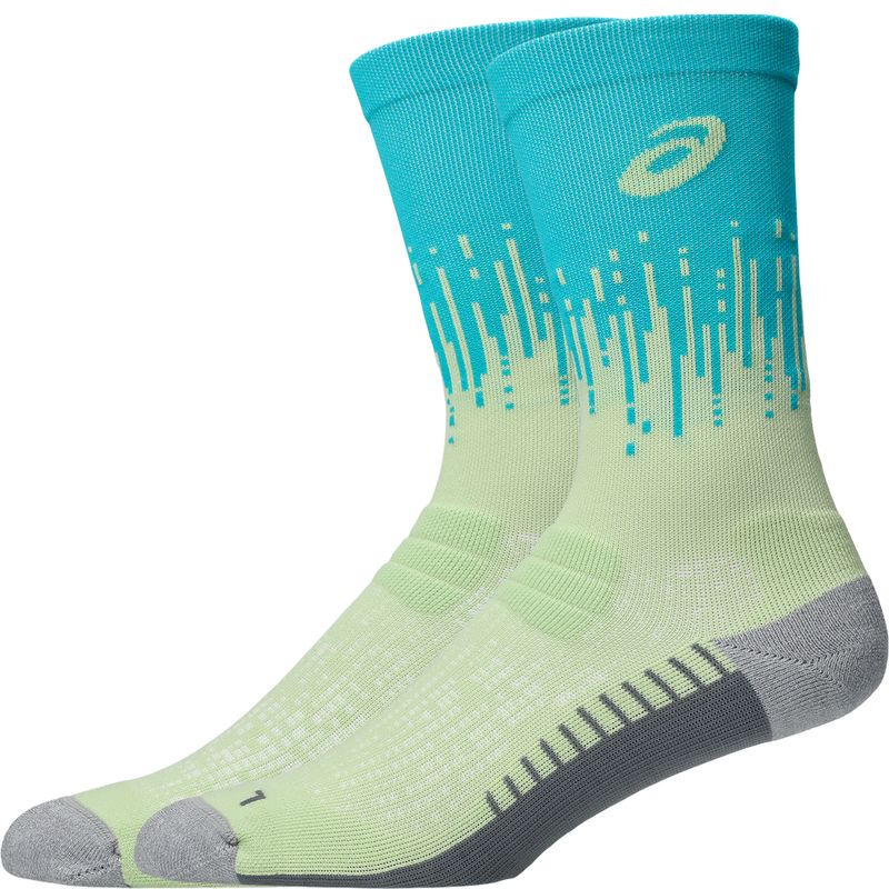Medias ASICS Performance Run Sock Crew Illuminate Yellow/Energy Aqua Unisex - 1