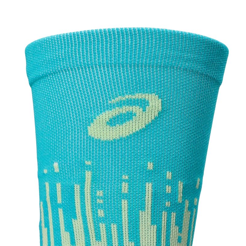 Medias ASICS Performance Run Sock Crew Illuminate Yellow/Energy Aqua Unisex - 2