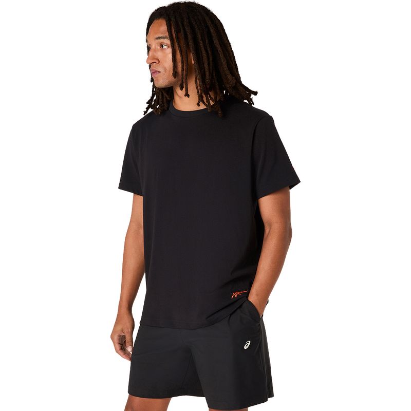 Polo ASICS Heritage Heavy Cotton Graphic Tee Performance Black/C-Tomato Unisex - 3