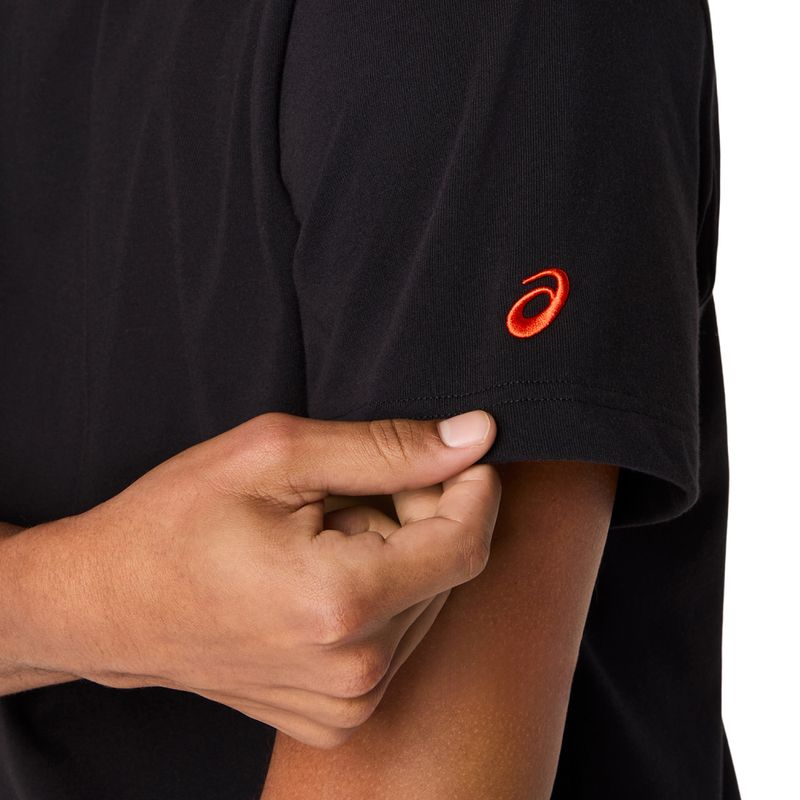 Polo ASICS Heritage Heavy Cotton Graphic Tee Performance Black/C-Tomato Unisex - 5